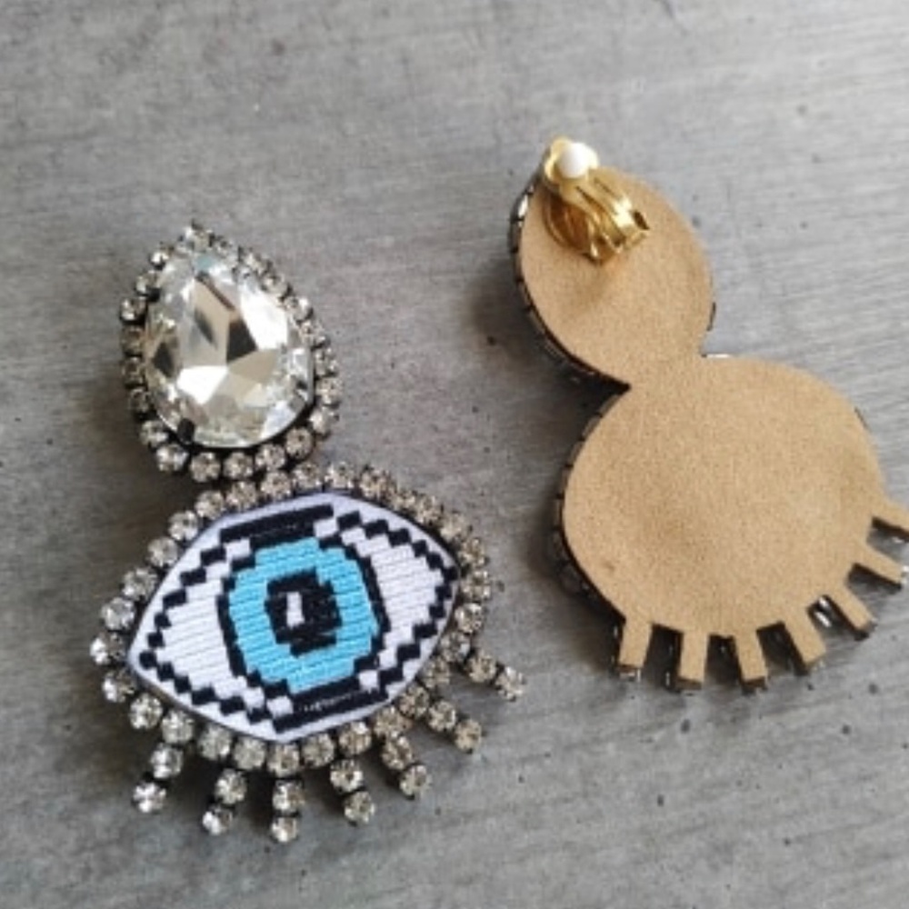 🧿 Blue Evil Eye Crystal Embroidery Rhinestone 🧿 - Picture 3 of 5